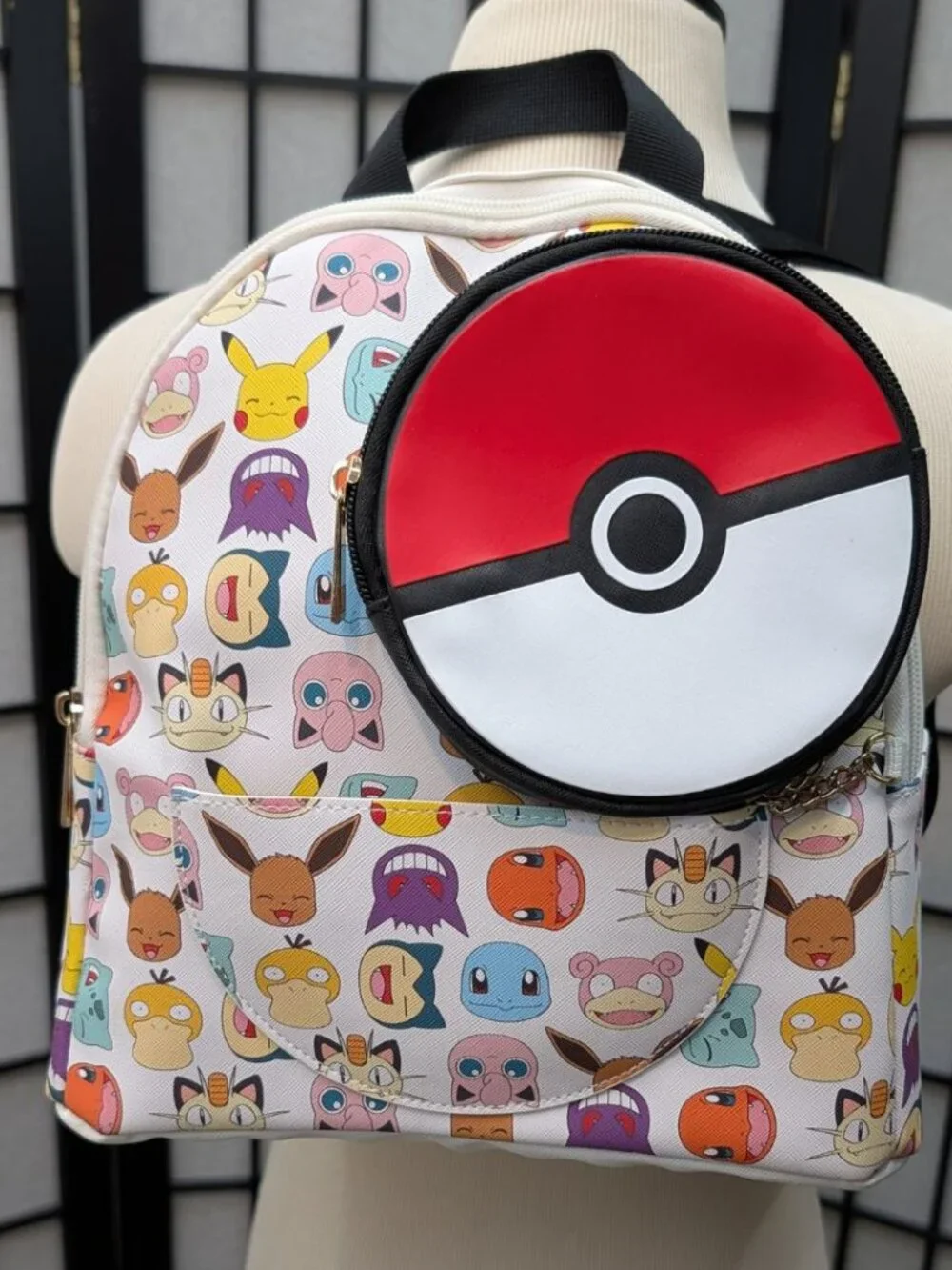 Pokemon Character Mini Backpack Purse w/ Pokeball Coin Purse White EUC - Picture 2 of 12